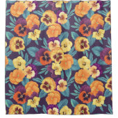 Rideaux De Douche Pansies sur violet de prune (Devant)