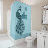 Rideaux De Douche Paon bleu romantique (En situation)