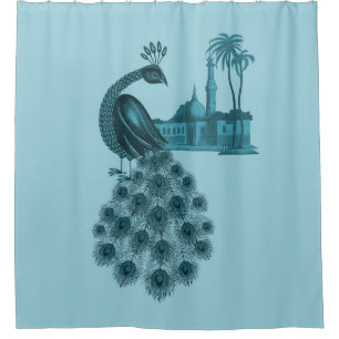 Rideaux De Douche Paon bleu romantique
