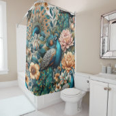 Rideaux De Douche paons dans la nature illustration de paon céleste (En situation)