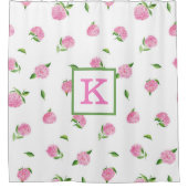 Rideaux De Douche Papier Aquarelle Monogramme Hydrangea Rose Élégant (Devant)