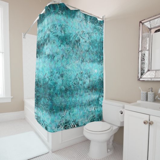Rideaux De Douche Papier néon bleu effilé (En situation)