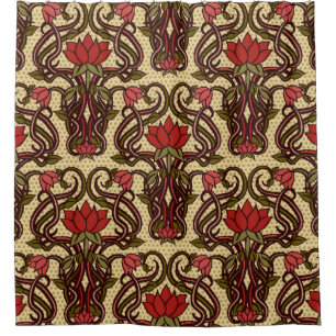 Rideaux De Douche Papier peint à fleurs Art Nouveau.