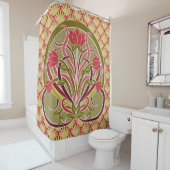 Rideaux De Douche Papier peint à fleurs Art Nouveau. (En situation)