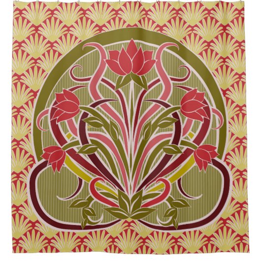 Rideaux De Douche Papier peint à fleurs Art Nouveau. (Devant)