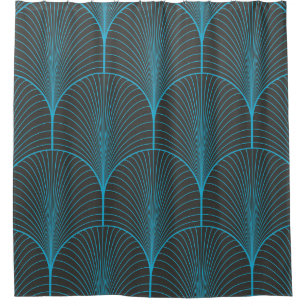 Rideaux De Douche Papier peint Art déco : motif noir et bleu