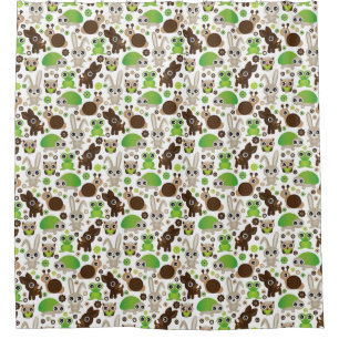 Rideaux De Douche papier peint d'animal de lapin de tortue de cerfs