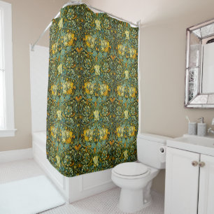 Rideaux De Douche Papier peint floral Chèvrefeuille Or de William Mo