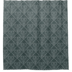 Rideaux De Douche Papier peint floral vert de luxe de damassé
