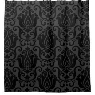 Rideaux De Douche papier peint noir antique damassé victorien orné