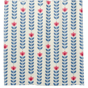 Rideaux De Douche Papier peint rétro - motif floral avec sca abstrai