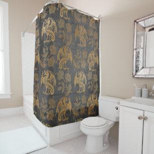 Rideaux De Douche Papier peint vintage de dragon d'imaginaire de