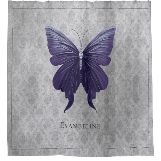 Rideaux De Douche Papillon à bijoux pourpre (Devant)