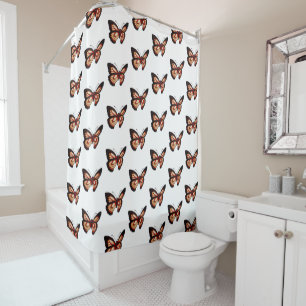 Rideaux De Douche Papillon à motif orange