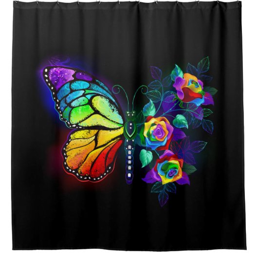 Rideaux De Douche Papillon arc-en-ciel (Devant)