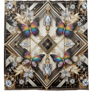 Rideaux De Douche Papillon arc-en-ciel Art Déco moderne