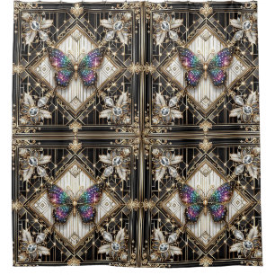 Rideaux De Douche Papillon arc-en-ciel Art Déco moderne