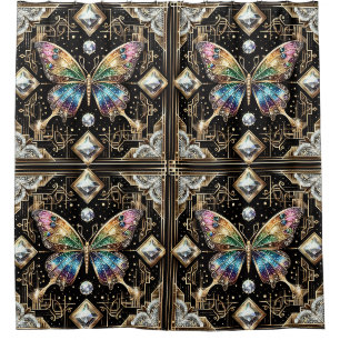 Rideaux De Douche Papillon arc-en-ciel Art Déco moderne