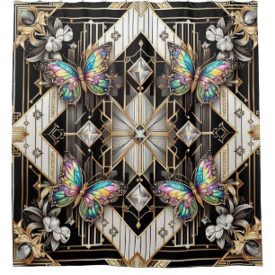 Rideaux De Douche Papillon Arc-en-ciel Art Déco Moderne