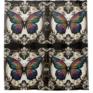 Rideaux De Douche Papillon arc-en-ciel Art nouveau moderne