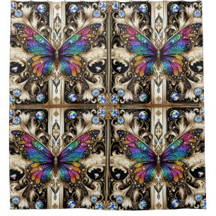 Rideaux De Douche Papillon arc-en-ciel Art nouveau moderne