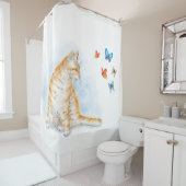 Rideaux De Douche Papillon au chat 616 (En situation)