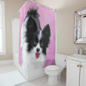 Rideaux De Douche Papillon (blanc et noir) Peinture - Chien Art (En situation)