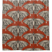 Rideaux De Douche papillon blanc terracotta noir (Devant)