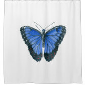 Rideaux De Douche Papillon bleu Morpho aquarelle peinture (Devant)