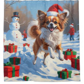 Rideaux De Douche Papillon Chien courant dans la neige avec Casquett (Devant)