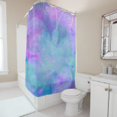 Rideaux De Douche Papillon d'art à l'aquarelle pastel bleu sarcelle  (En situation)