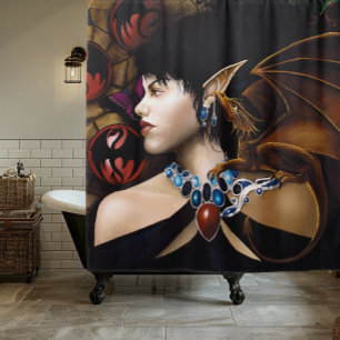 Rideaux De Douche Papillon de fantaisie compagnon dragon elfe mystiq