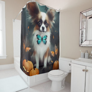 Rideaux De Douche Papillon d'Halloween avec citrouilles effrayant 