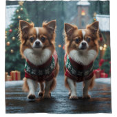Rideaux De Douche Papillon Dogs Christmas Snow Holiday (Devant)