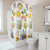 Rideaux De Douche Papillon du jardin de printemps Arc en ciel Vert s (En situation)