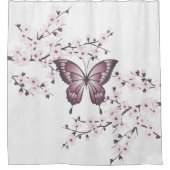 Rideaux De Douche Papillon Et Fleur De Cerise Mauve (Devant)