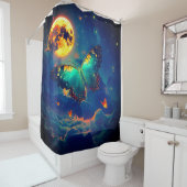 Rideaux De Douche Papillon et lune (En situation)