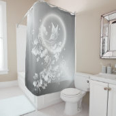 Rideaux De Douche Papillon floral Argent Imaginaire blanc (En situation)