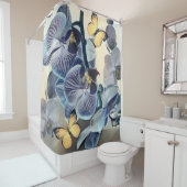 Rideaux De Douche Papillon jaune orchidée violet (En situation)