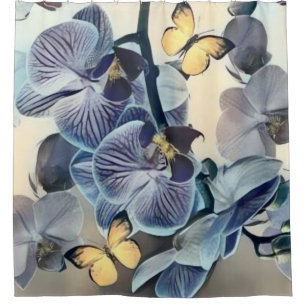 Rideaux De Douche Papillon jaune orchidée violet