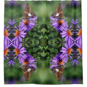 Rideaux De Douche Papillon Lady Peint Sur Aster Flower Abstrait