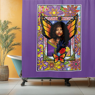 Rideaux De Douche Papillon monarque Fée Purple Floral