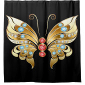 Rideaux De Douche Papillon Or Orné De Gemmes (Devant)