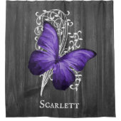 Rideaux De Douche Papillon rustique violet Personnalisé (Devant)