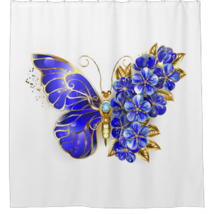 Rideaux De Douche Papillon saphir à fleurs