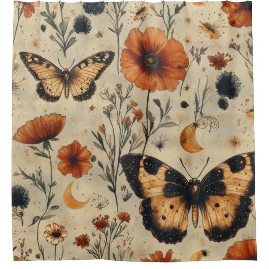 Rideaux De Douche Papillon Sauvage Vintage (7) (Devant)