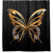 Rideaux De Douche Papillon transparent or et argent (Devant)