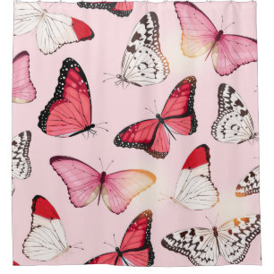 Rideaux De Douche Papillon tropical détaillé : Motif Vintage