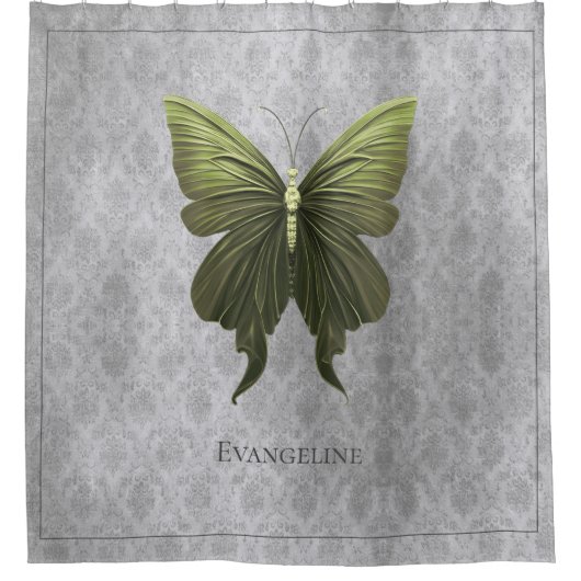 Rideaux De Douche Papillon vert bijoux (Devant)