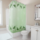 Rideaux De Douche Papillon vert sur vert clair - romantique (En situation)